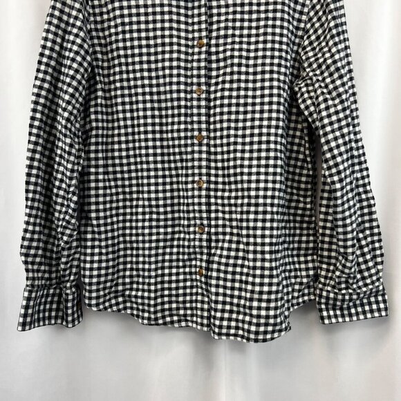 Lands’ End Women’s Checkered Button Up Top Black/White Size 10 - Picture 4 of 7